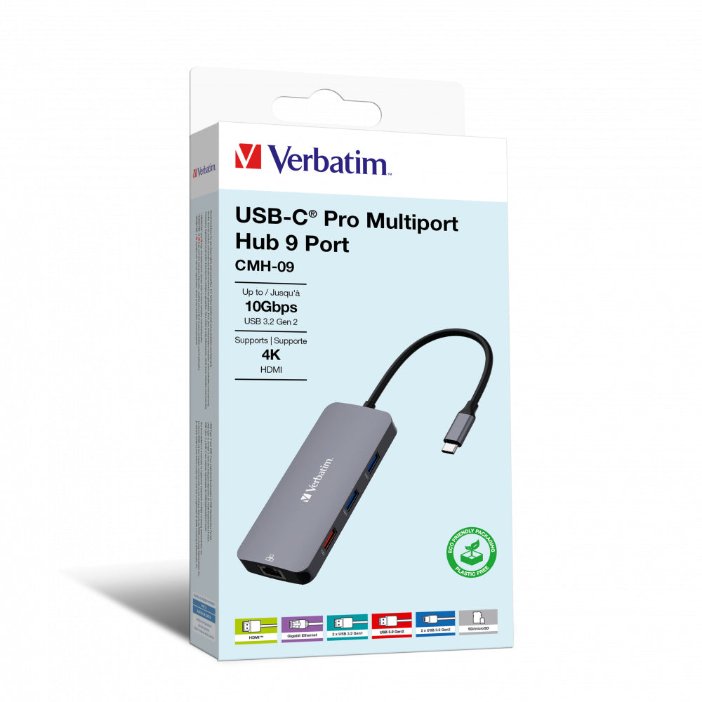 Verbatim CMH-09 USB Type-C 10000 Mbit/s Silver - 32152 - eCommerce Business Prime