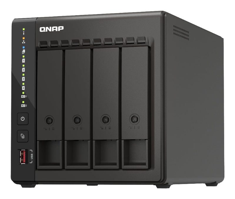 QNAP network storage device on a white background