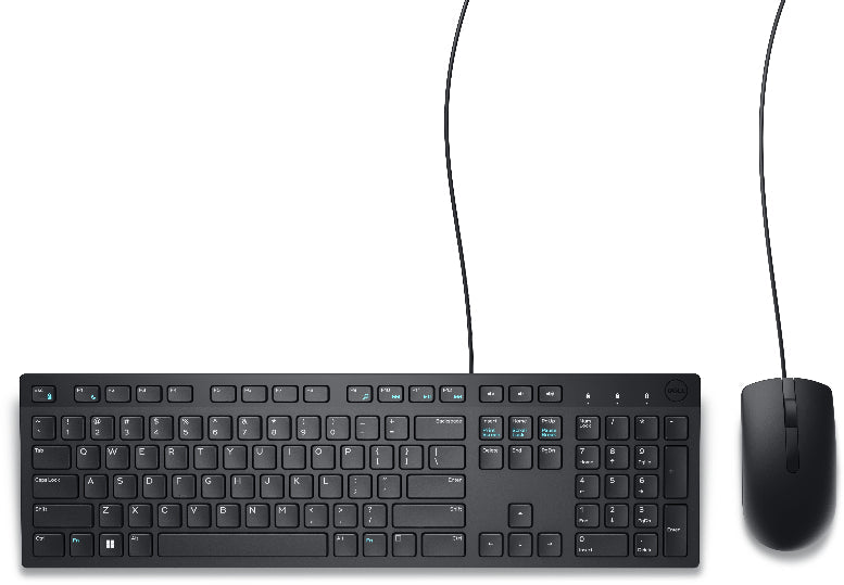 Black keyboard and mouse set on a white background