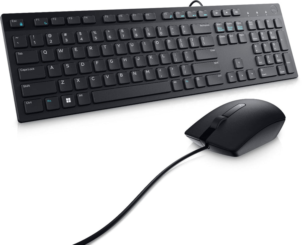 Black keyboard and mouse set on a white background