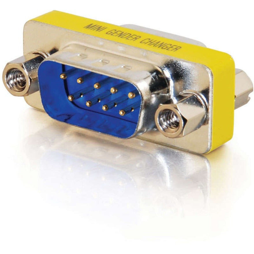C2G DB9 M/M Mini Gender Changer (Coupler) - 1 Pack - 1 x 9-pin DB-9 Serial Male - 1 x 9-pin DB-9 Serial Male - Silver, Yellow - 02782 - eCommerce Business Prime