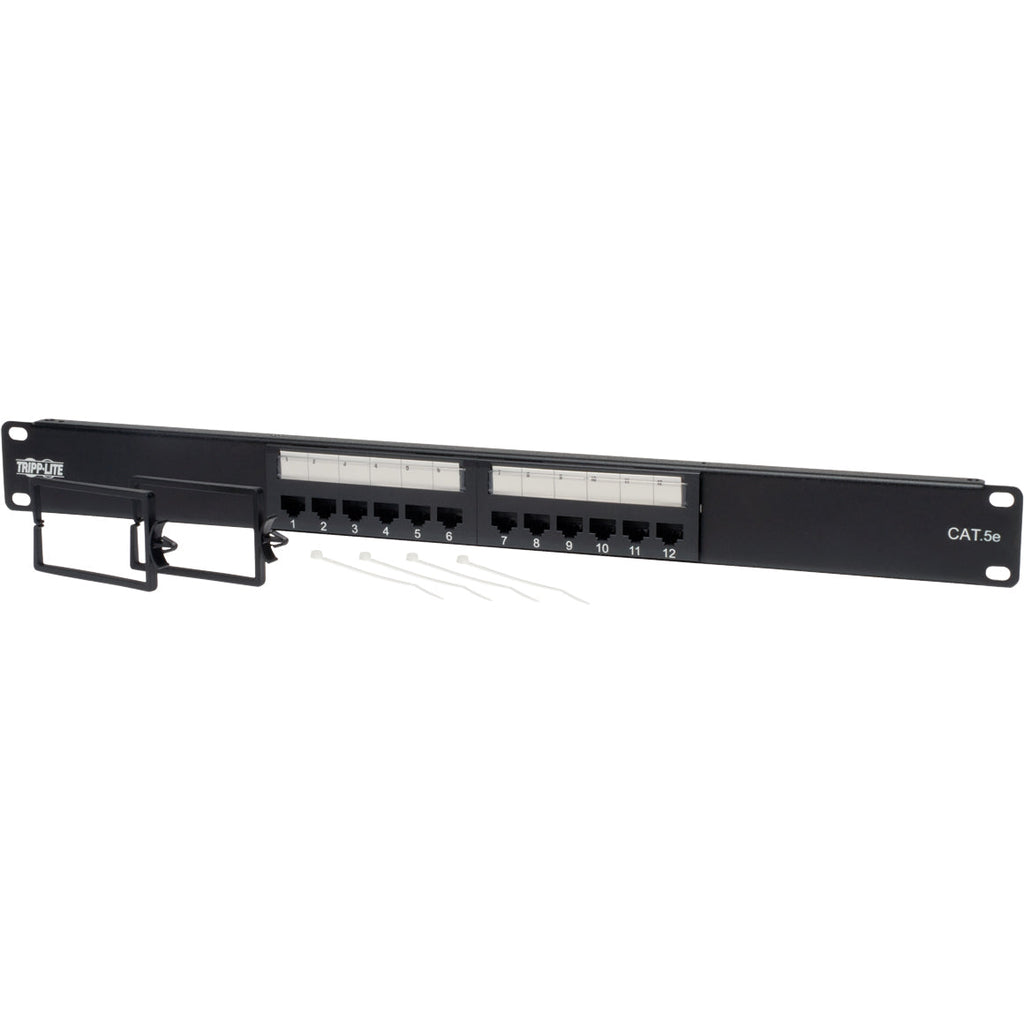 Tripp Lite 12-Port Cat5e Cat5 Rackmount Patch Panel 568B 110 Punch 1URM TAA - 568B, RJ45 Ethernet" - N052-012 - eCommerce Business Prime