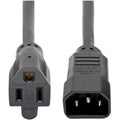 Tripp Lite Computer Power Extension Cord Adapter 13A 16AWG C14 to 5-15R 2ft - 12A, 16AWG (IEC-320-C14 to NEMA 5-15R) 2-ft. - P002-002 - eCommerce Business Prime