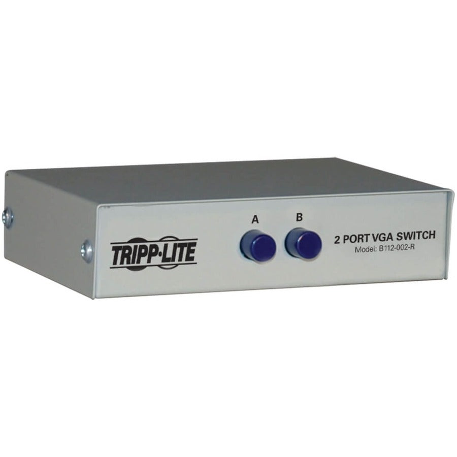 Tripp Lite 2-Port Manual VGA/SVGA Video Switch 3x HD15F Metal - 1600 x 1280 - VGA, SVGA - 2 Input Device - 1 Output device - 2 x VGA In - 1 x VGA Out - B112-002-R - eCommerce Business Prime