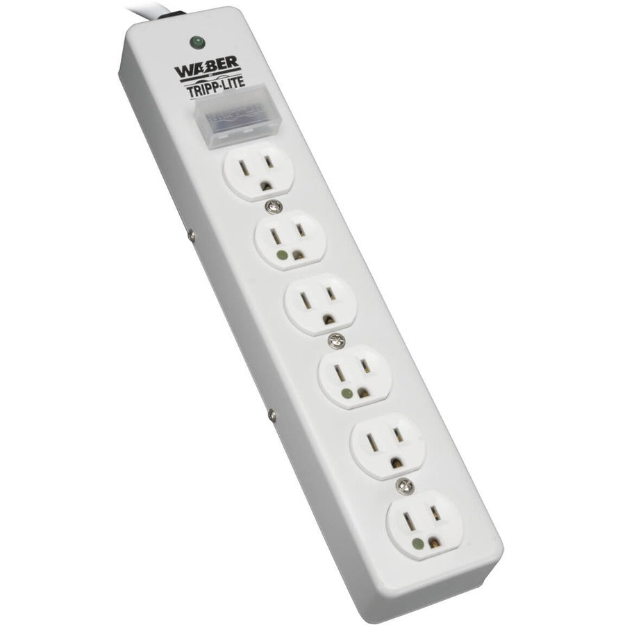 Tripp Lite Surge Protector Power Strip Medical Hospital Metal 6 Outlet 15' Cord - Receptacles: 6 x NEMA 5-15R - 1050J - SPS-615-HG - eCommerce Business Prime