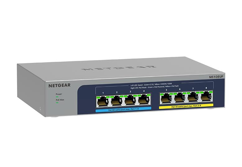 NETGEAR MS108UP Unmanaged 2.5G Ethernet (100/1000/2500) Power over Ethernet (PoE) NETGEAR