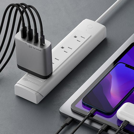 ALOGIC 4X100 Rapid Power 100W GaN Charger - Space Grey - Includes 2m 100W USB-C Charging Cable - eCommerce Business Prime