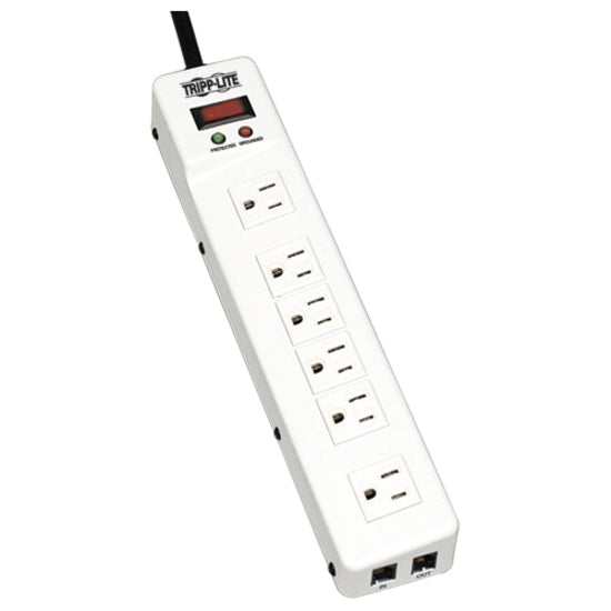 Tripp Lite Surge Protector Power Strip 120V RJ11 RT Angle 6 Outlet Metal 15' Crd - Receptacles: 6 x NEMA 5-15R - 1340J - TLM626TEL15 - eCommerce Business Prime