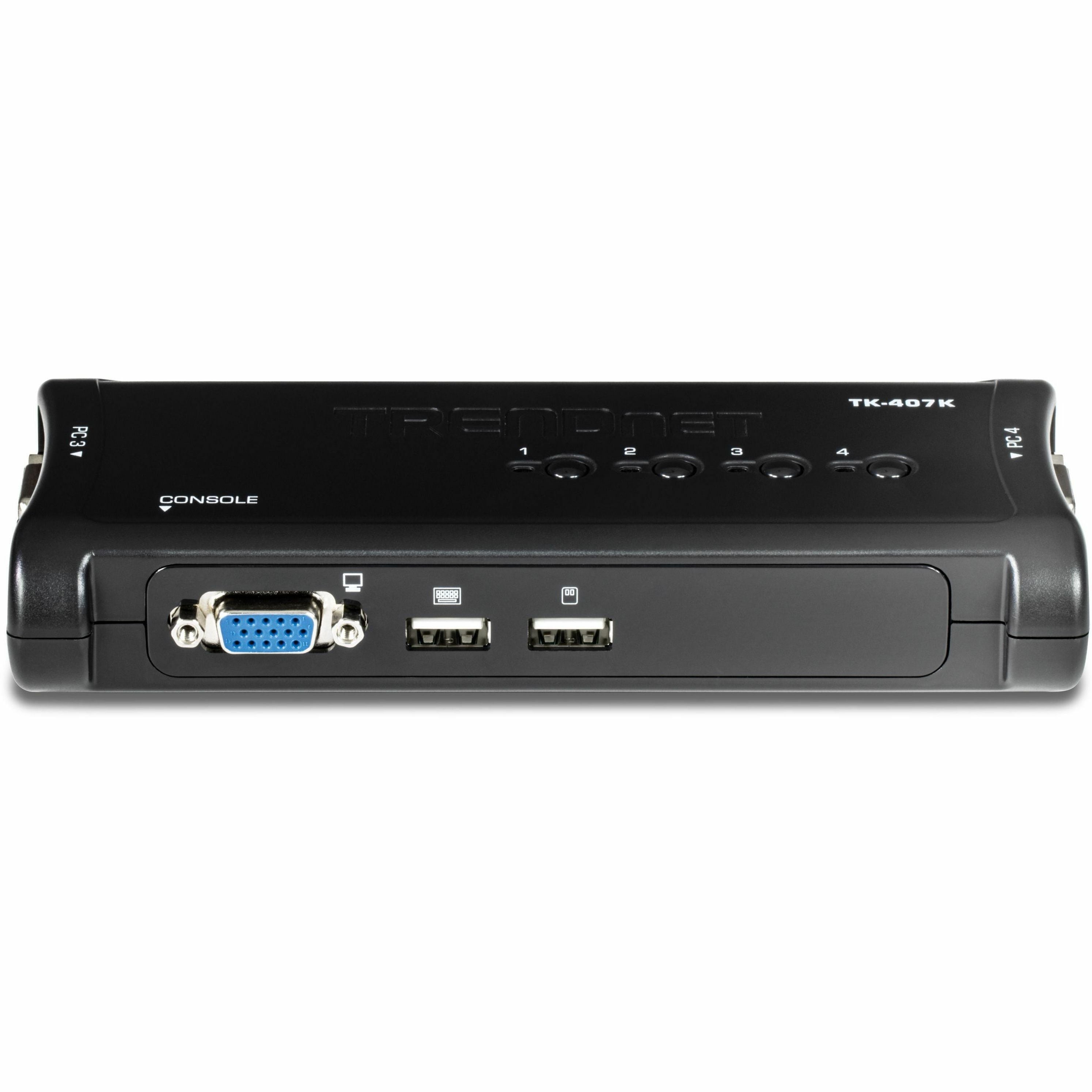 TRENDnet 4-Port USB KVM Switch Kit, VGA And USB Connections, 2048 x 1536 Resolution, Cabling Included, Control Up To 4 Computers, Compliant With Window, Linux, and Mac OS, White, TK-407K - 4-port USB ...  - TK-407K - eCommerce Business Prime