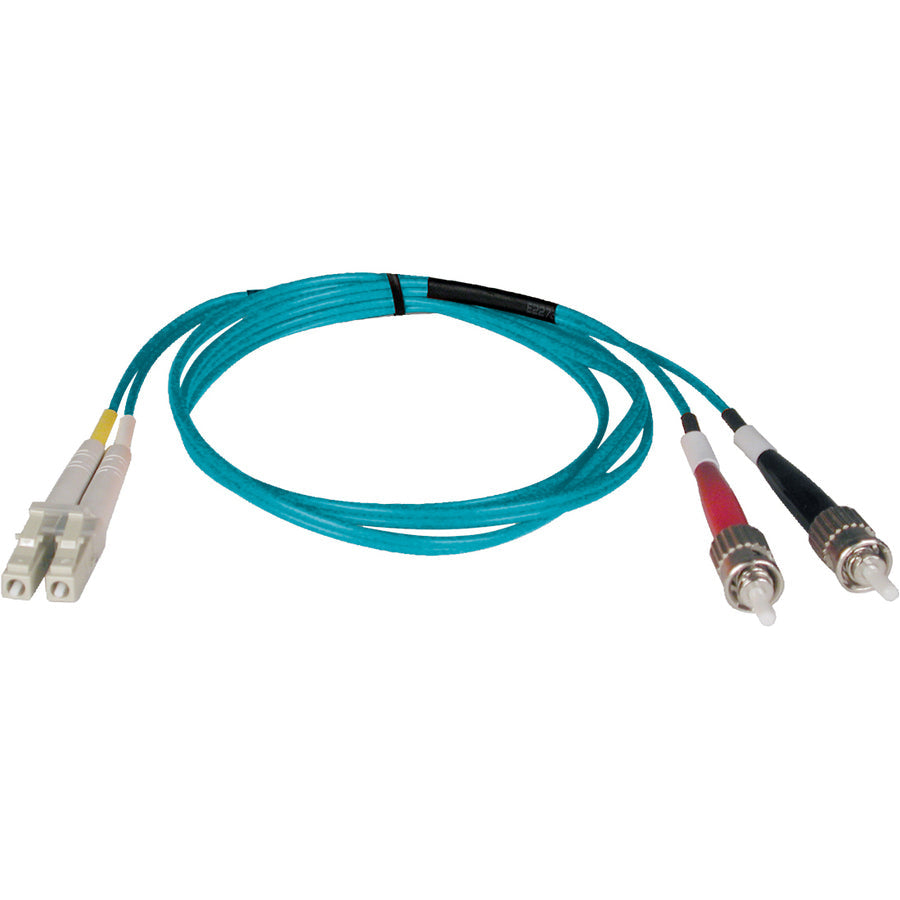 Tripp Lite 10M 10Gb Duplex Multimode 50/125 OM3 LSZH Fiber Optic Patch Cable LC/ST Aqua 33' 33ft 10 Meter - LC Male - ST Male - 32.81ft - Aqua Blue - N818-10M