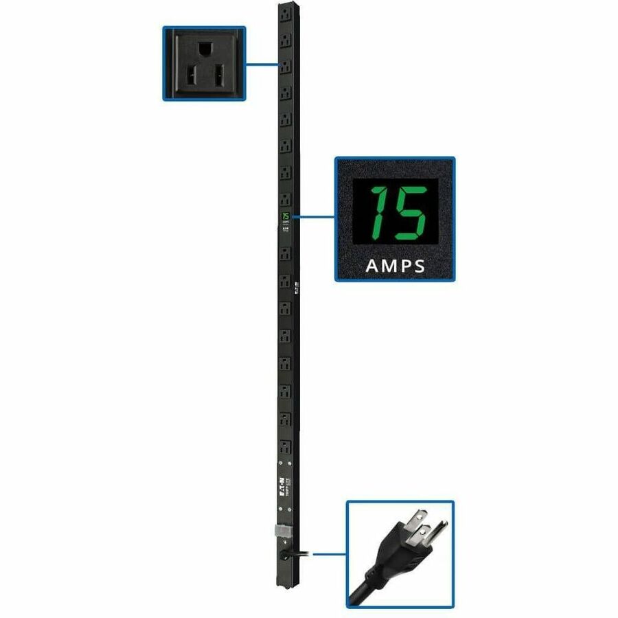 Tripp Lite PDU Metered 120V 15A 5-15R 16 Outlet 5-15P Vertical 0URM - 16 x NEMA 5-15R - 1.8kVA - Zero U Vertical Rackmount - PDUMV15 - eCommerce Business Prime