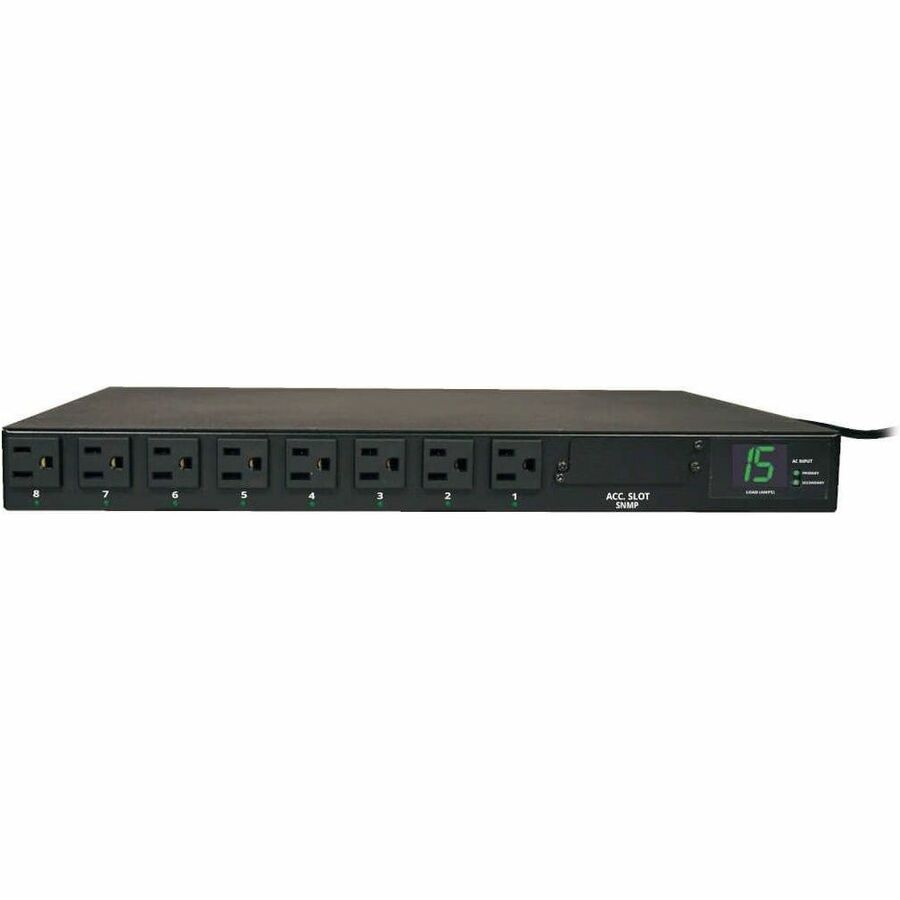Tripp Lite PDU Metered ATS 120V 15A 5-15R 8 Outlet 2 5-15P Horizontal 1URM - 8 x NEMA 5-15R - 1.8kVA - 1U Rack-mountable - PDUMH15AT - eCommerce Business Prime