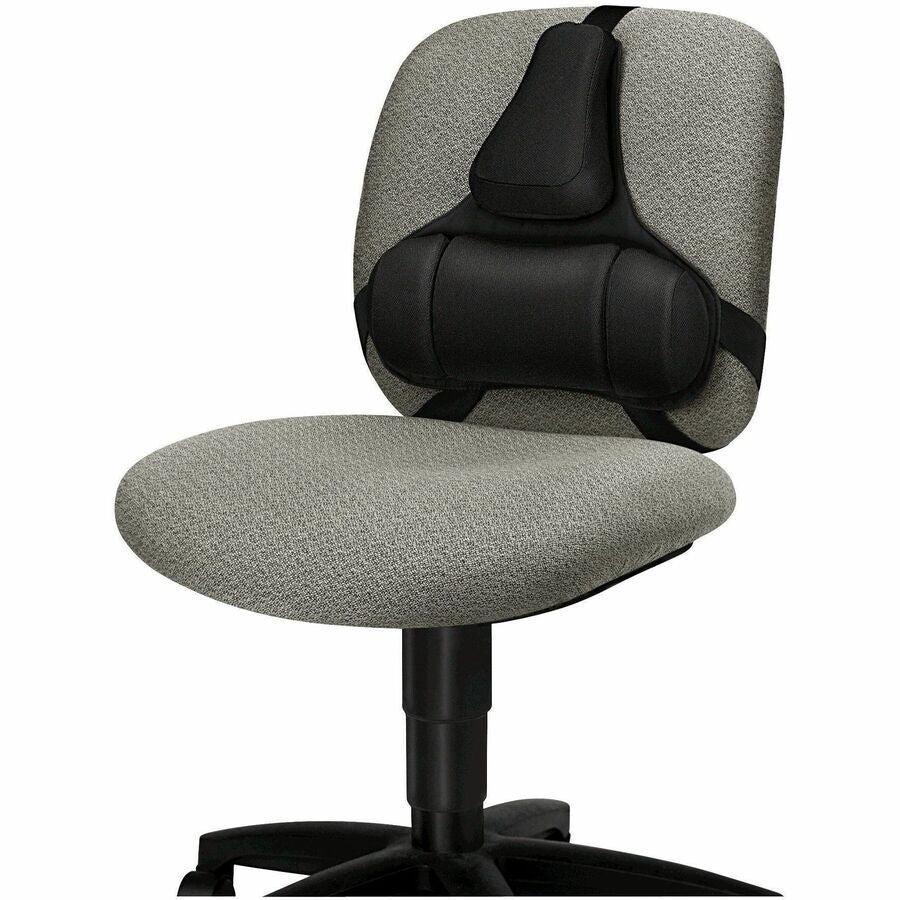 Fellowes Professional Series Back Support with Microban&reg; Protection - Strap Mount - Black - Fabric, Memory Foam - 8037601 - eCommerce Business Prime