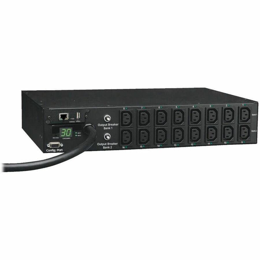 Tripp Lite PDU Single Phase Switched Horizontal 208/240V 5.8kw 16 C13 30A - 16 x IEC 320 EN 60320 C13 - 2U Rack-mountable - PDUMH30HVNET - eCommerce Business Prime