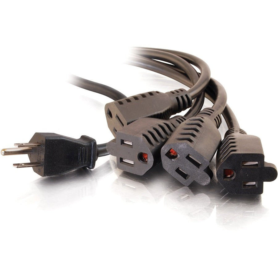 C2G 3ft 16 AWG 1-to-4 Power Cord Splitter (1 NEMA 5-15P to 4 NEMA 5-15R) - 3ft - 29806 - eCommerce Business Prime
