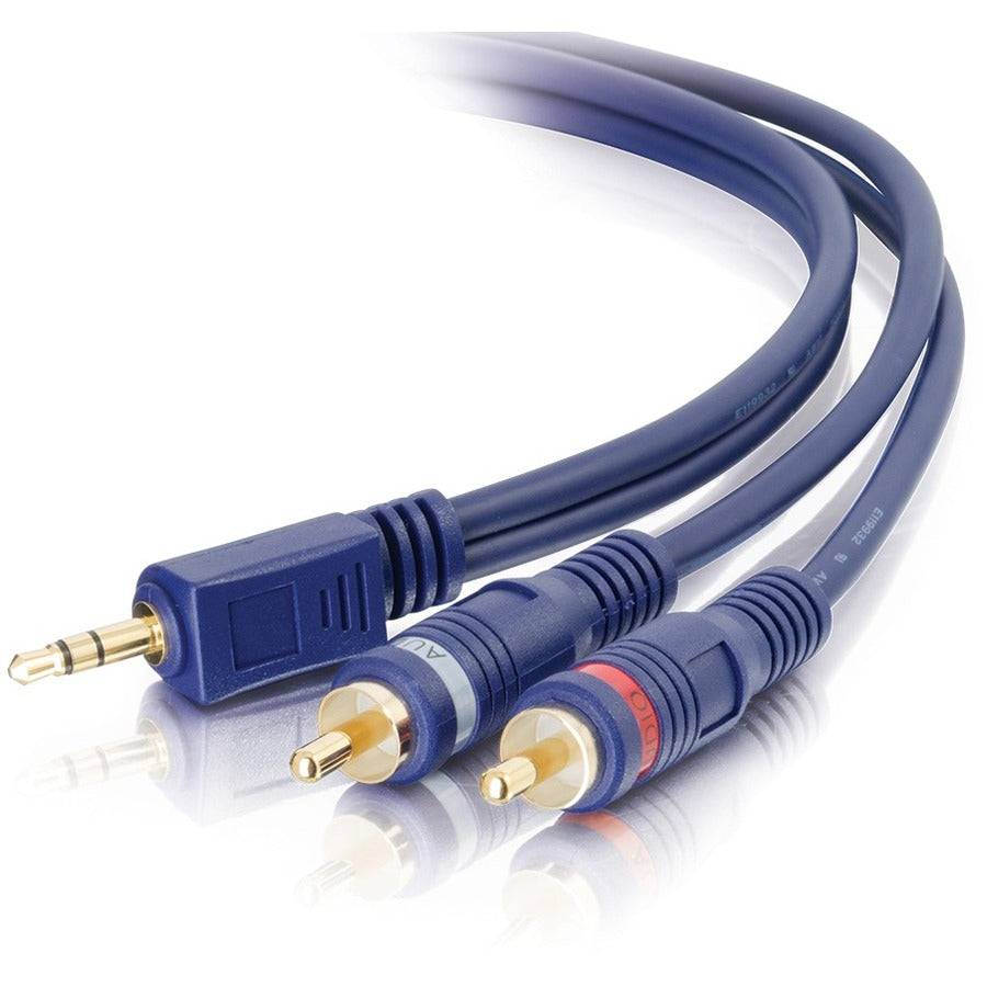 C2G 50ft Velocity One 3.5mm Stereo Male to Two RCA Stereo Male Y-Cable - Mini-phone Male Stereo - RCA Male Stereo - 50ft - Blue - 40617 - eCommerce Business Prime