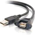 C2G 1ft Panel-Mount USB 2.0 A Male to A Female Cable - Type A Male USB - Type A Female USB - 1ft - Black - 28061 - eCommerce Business Prime