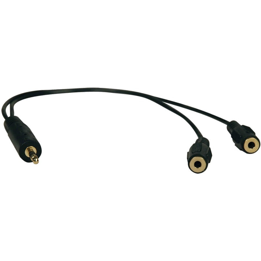 Tripp Lite 1ft Mini Stereo Dubbing Cable Y 3.5mm M to 2xF - (M to 2x F) 1-ft. - P313-001 - eCommerce Business Prime