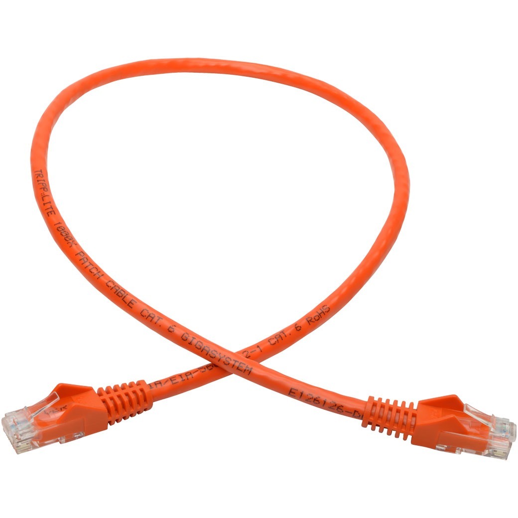 Tripp Lite 2ft Cat6 Gigabit Snagless Molded Patch Cable RJ45 M/M Orange 2' - 61cm - 1 x RJ-45 Male - 1 x RJ-45 Male - Orange - N201-002-OR - eCommerce Business Prime