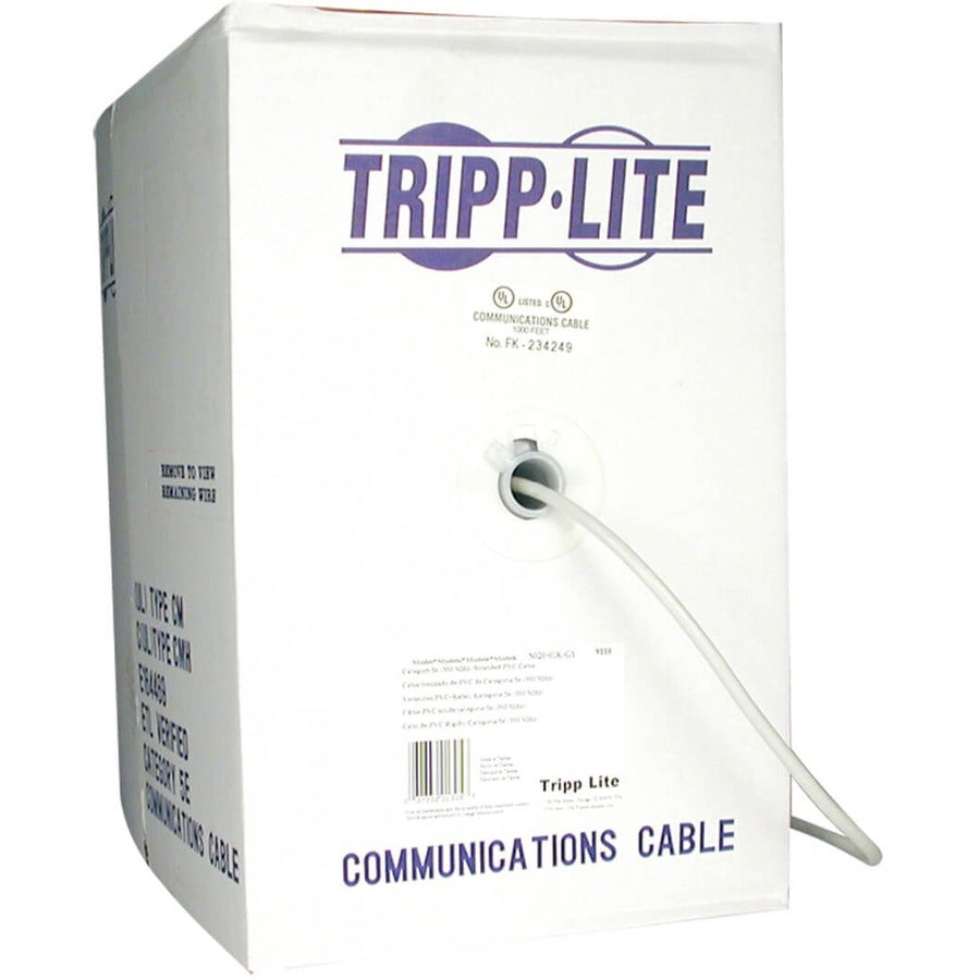 Tripp Lite 1000ft Cat5e Cat5 350MHz Bulk Solid-Core PVC Outdoor Cable Gray 1000' - Category 5e - 1000ft - N028-01K-GY - eCommerce Business Prime