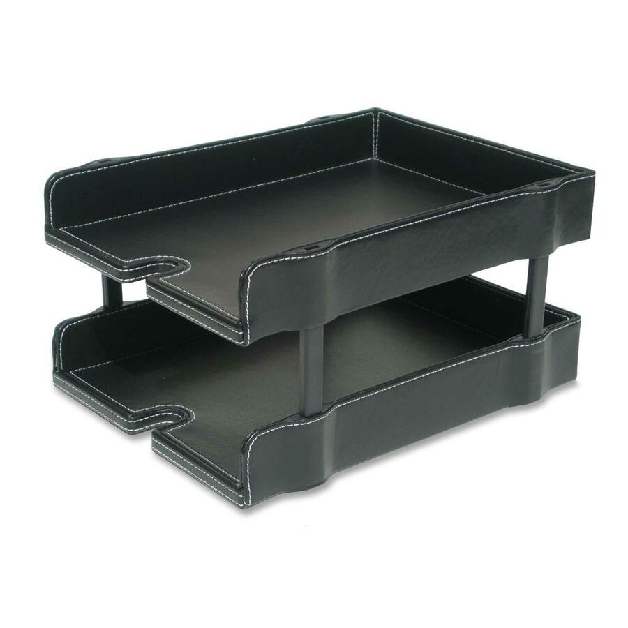 VLB Stiched Simulated Legal Tray - Stackable - Black - Leather - 00918 - eCommerce Business Prime