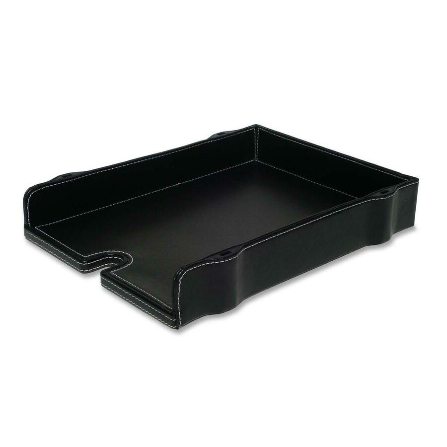 VLB Stiched Simulated Letter Tray - Stackable - Black - Leather - 00921 - eCommerce Business Prime