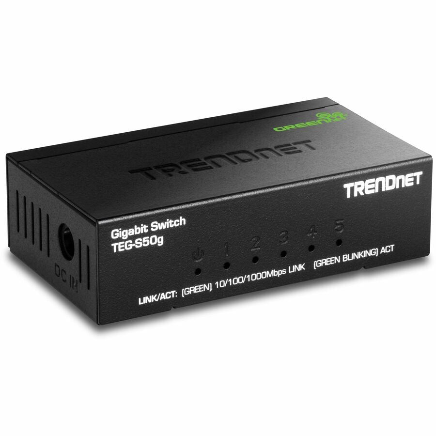 TRENDnet 5-Port Unmanaged Gigabit GREENnet Desktop Metal Switch, Ethernet-Network Switch, 5 x Gigabit Ports, Fanless, 10 Gbps Switching Fabric, Lifetime Protection, Black, TEG-S50g - 5-port Gigabit GR...  - TEG-S50G - eCommerce Business Prime