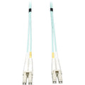 Tripp Lite 50M 10Gb Duplex Multimode 50/125 OM3 Fiber Cable LC/LC Aqua 164' - LSZH Fiber Patch Cable, (LC/LC) - Aqua, 50M (164-ft.) - N820-50M