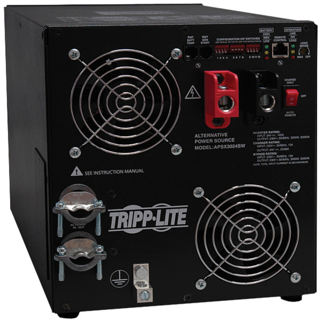 Tripp Lite 3000W APS 24VDC 230V Inverter / Charger w/ Pure Sine-Wave Output Hardwired - 24V DC, 230V AC - 230V AC - , 24V DC - Continuous Power:3000W" - APSX3024SW - eCommerce Business Prime