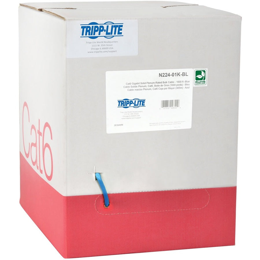 Tripp Lite 1000ft Cat6 Gigabit Bulk Cable Solid CMP Plenum PVC Blue TAA - Category 6 - N224-01K-BL - eCommerce Business Prime