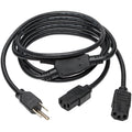 Tripp Lite Computer Power Cord Y Splitter Cable 5-15P to 2x C13 6ft 18 AWG - (NEMA 5-15P to 2x IEC-320-C13) 6-ft. - P006-006-2 - eCommerce Business Prime
