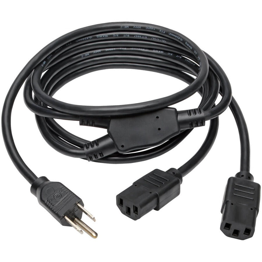 Tripp Lite Computer Power Cord Y Splitter Cable 5-15P to 2x C13 6ft 18 AWG - (NEMA 5-15P to 2x IEC-320-C13) 6-ft. - P006-006-2 - eCommerce Business Prime