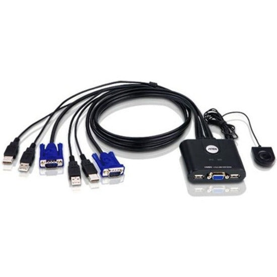 Aten CS22U 2-Port USB KVM Switch - 2 x 1 - 1 x Type A Mouse, 1 x Type A Keyboard, 2 x HD-15 Video - CS22U - eCommerce Business Prime