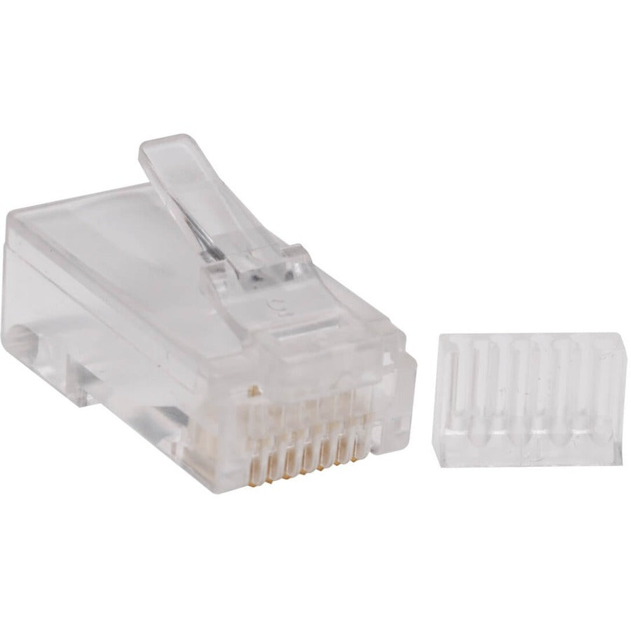 Tripp Lite 100PK Cat6 RJ45 Modular Connector Plug Load Bar Solid / Stranded - 100 Pack - 1 x RJ-45 Network Male - White - TAA Compliant - N230-100 - eCommerce Business Prime