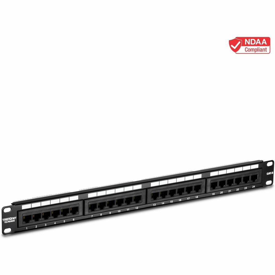 TRENDnet 24-Port Cat6 Unshielded Patch Panel, Wallmount or Rackmount, Compatible with Cat3,4,5,5e,6 Cabling, For Ethernet, Fast Ethernet, Gigabit Applications, Black, TC-P24C6 - Cat6 24-port Unshielde...  - TC-P24C6 - eCommerce Business Prime