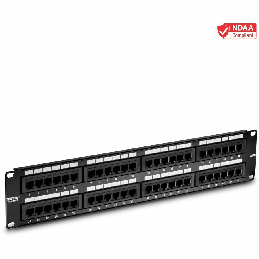 TRENDnet 48-Port Cat6 Unshielded Patch Panel, Wallmount Or Rackmount, Compatible With Cat3,4,5,5e,6 Cabling, For Ethernet, Fast Ethernet, Gigabit Applications, Black, TC-P48C6 - Cat6 48-port Unshielde...  - TC-P48C6 - eCommerce Business Prime