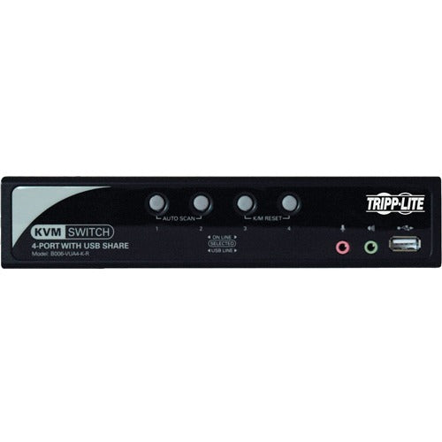 Tripp Lite 4-Port Desktop KVM Switch Audio, 2-Port USB, On-Screen Display & Cables - 4 Computer(s) - 2048 x 1536 - 2 x PS/2 Port - 2 x USB - Rack-mountable, Desktop - 1U - B006-VUA4-K-R - eCommerce Business Prime