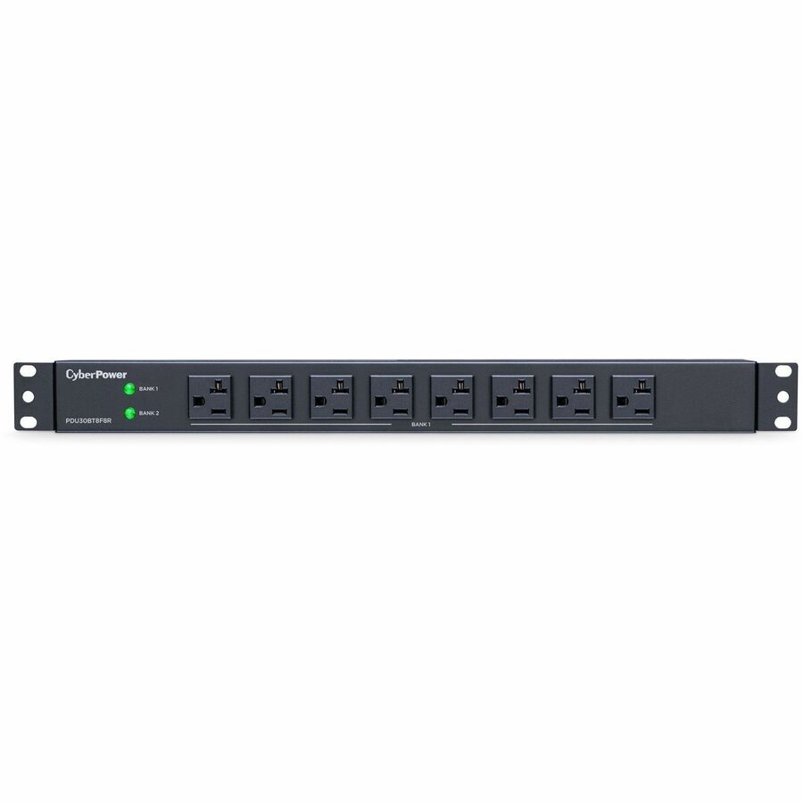 CyberPower PDU30BT8F8R Single Phase 100 - 125 VAC 30A Basic PDU - 16 Outlets, 12 ft, NEMA L5-30P, Horizontal, 1U, Lifetime Warranty - PDU30BT8F8R - eCommerce Business Prime