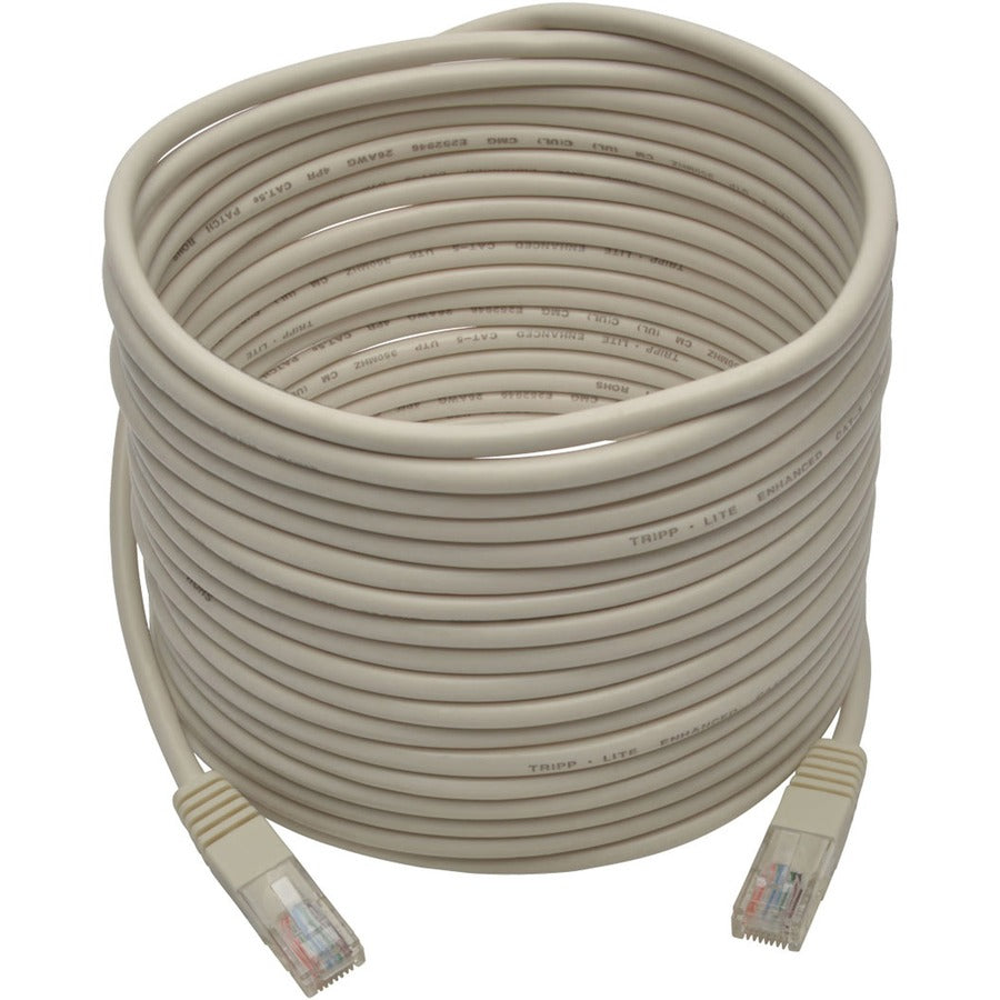 Tripp Lite 25ft Cat5e / Cat5 350MHz Molded Patch Cable RJ45 M/M White 25' - 25 ft Category 5e Network Cable - First End: 1 x RJ-45 - Male - Second End: 1 x RJ-45 - Male - Patch Cable - White - 1 Each - N002-025-WH - eCommerce Business Prime