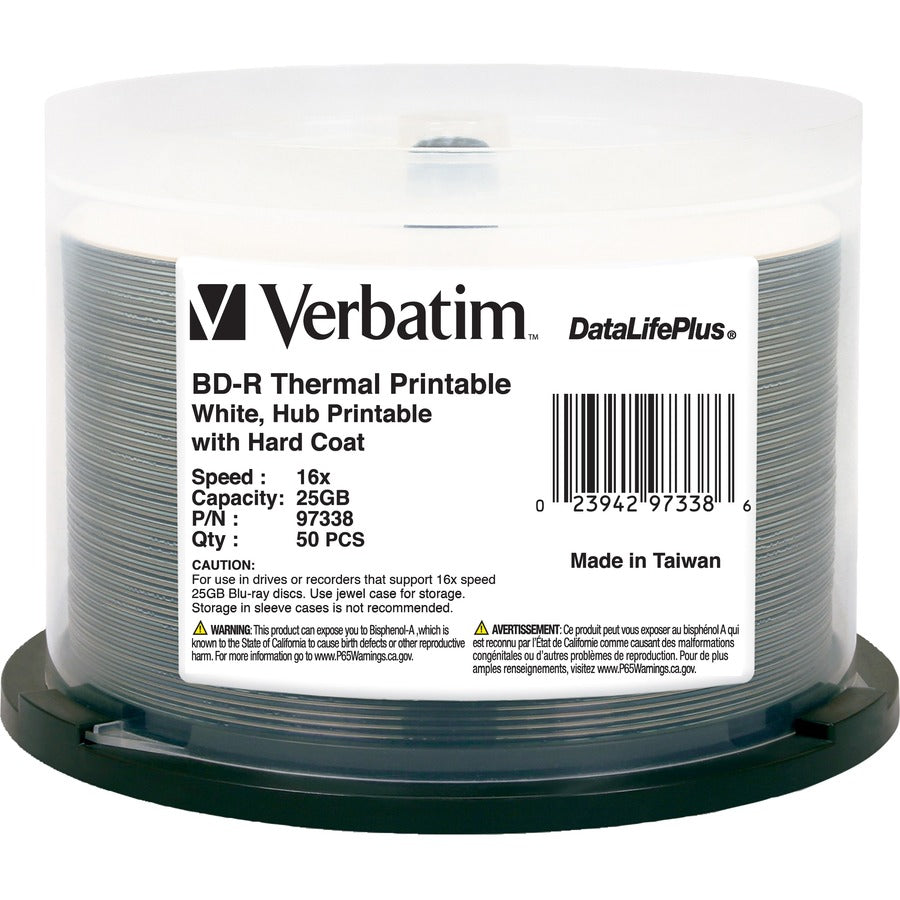 BD-R 25GB 16X DataLifePlus White Thermal Printable, Hub Printable - 50pk Spindle - 50pk Spindle - 97338 - eCommerce Business Prime
