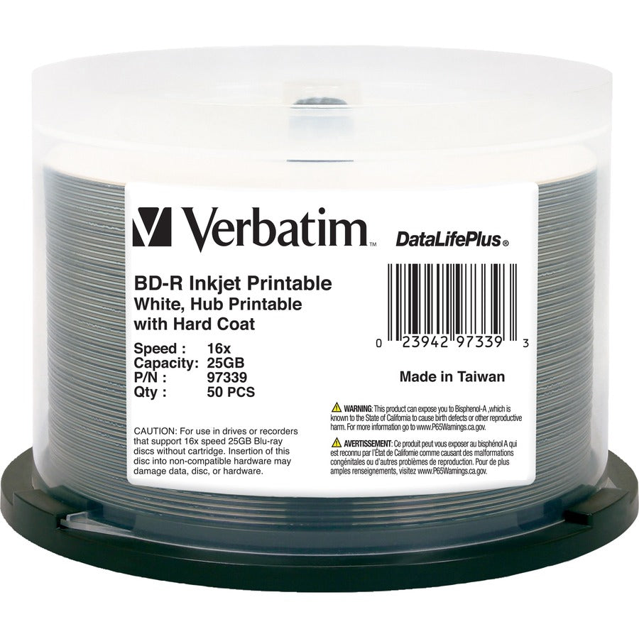 BD-R 25GB 16X DataLifePlus White Inkjet Printable, Hub Printable - 50pk Spindle - 50pk Spindle - 97339 - eCommerce Business Prime