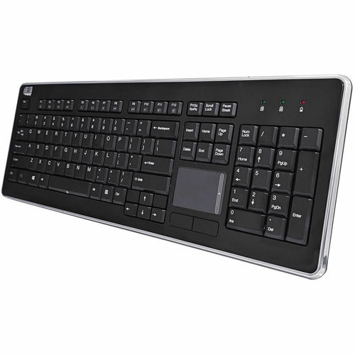 Adesso Wireless Desktop Touchpad Keyboard - Wireless Connectivity - RF - 30 ft - 2.40 GHz - USB Interface - 104 Key On/Off Switch Hot Key(s) - English (US) - QWERTY Layout - TouchPad - Membrane Keyswi...  - WKB-4400UB - eCommerce Business Prime