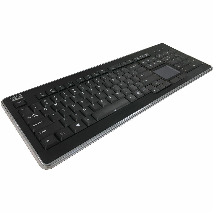 Adesso Wireless Desktop Touchpad Keyboard - Wireless Connectivity - RF - 30 ft - 2.40 GHz - USB Interface - 104 Key On/Off Switch Hot Key(s) - English (US) - QWERTY Layout - TouchPad - Membrane Keyswi...  - WKB-4400UB - eCommerce Business Prime