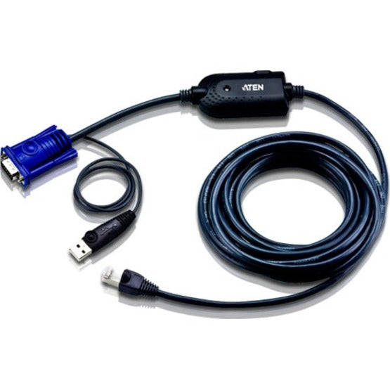 ATEN KVM Cable - 15 ft KVM Cable for Keyboard/Mouse, KVM Switch - First End: 1 x RJ-45 Network - Female - Second End: 1 x USB Type A - Male, 1 x 15-pin HD-15 - Black - KA7970 - eCommerce Business Prime