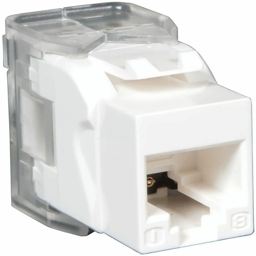 Tripp Lite Cat6 / Cat5e Keystone Jack, 180-Degree Toolless - RJ-45, cat5e cat6 UTP - 110 IDC RJ45 WHITE TAA/GSA - 110-punchdown - N238-001-WH-TF - eCommerce Business Prime