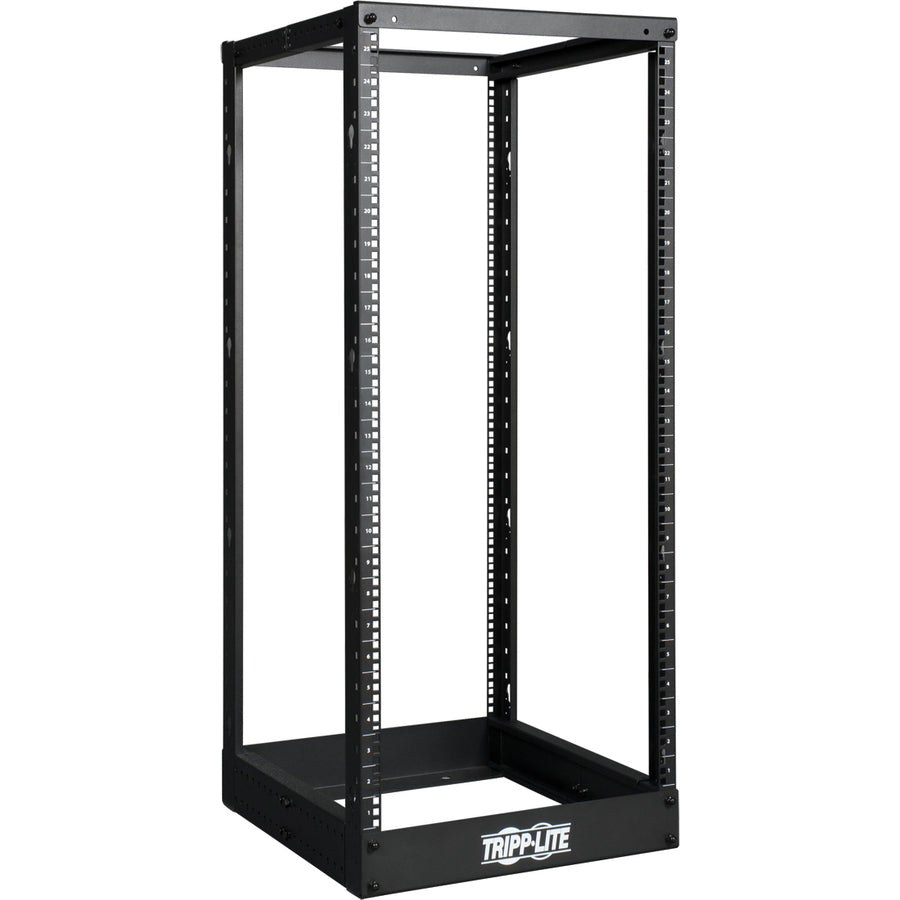 Tripp Lite 25U 4-Post Open Frame Rack Cabinet Square Holes 1000lb Capacity - 24U Rack Height - Black - Cold-rolled Steel (CRS) - 1000 lb Static/Stationary Weight Capacity - SR4POST25 - eCommerce Business Prime