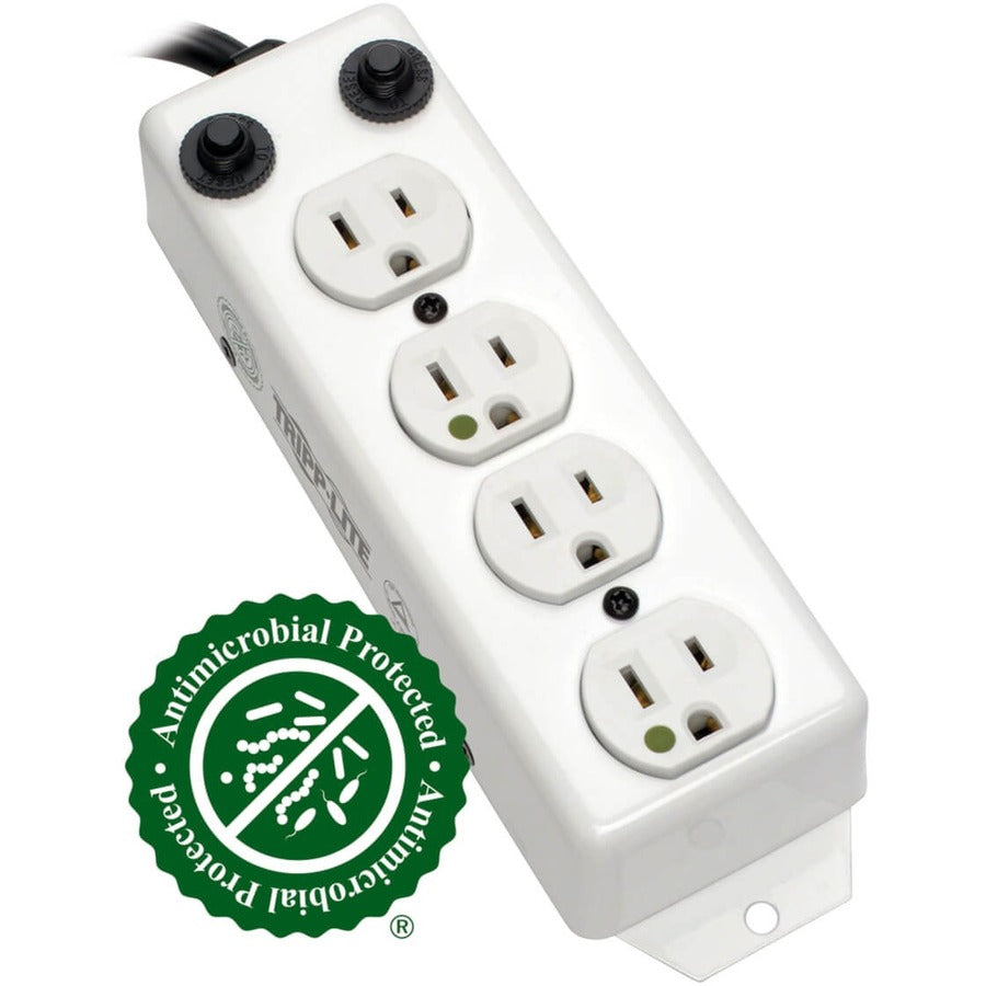 Tripp Lite Safe-IT Power Strip Hospital Medical Antimicrobial 4 Outlet UL1363A 3'-10' Coiled Cord - NEMA 5-15P - 4 x NEMA 5-15R - 10 ft Cord - 15 A Current - 120 V AC Voltage - PS-410-HGOEMCC - eCommerce Business Prime