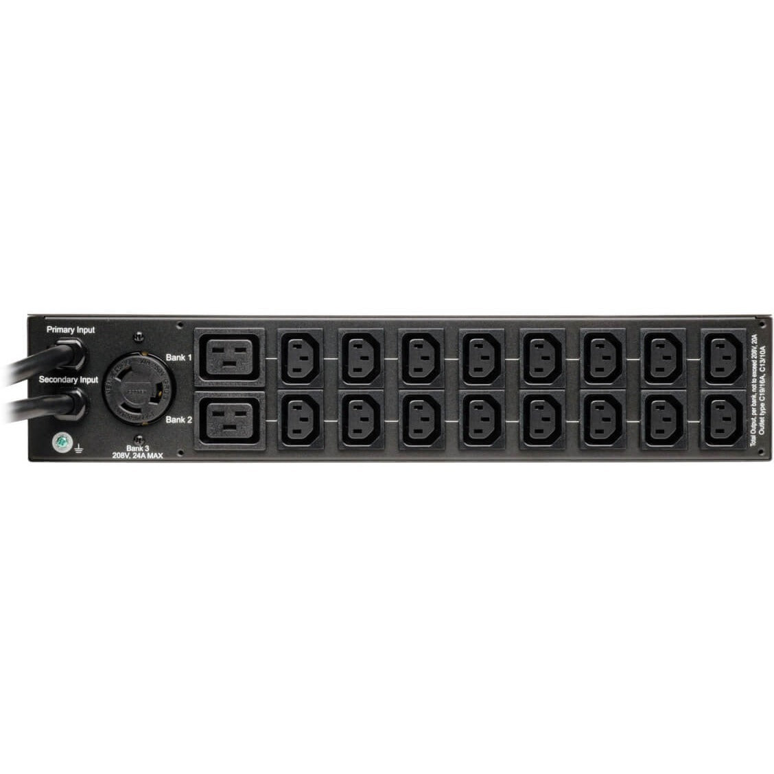 Tripp Lite PDU Metered ATS 208V / 240V 30A 16 C13; 2 C19; 1 L6-30R 2URM - 2UHorizontal Rackmount - PDUMH30HVAT - eCommerce Business Prime