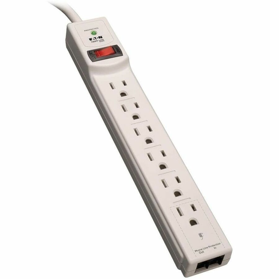 Tripp Lite Surge Protector Power Strip 6 Outlet RJ11 8' Cord 990 Joules - 6 x NEMA 5-15R - 1875 VA - 990 J - 125 V AC Input - 125 V AC Output - TLP608TEL - eCommerce Business Prime