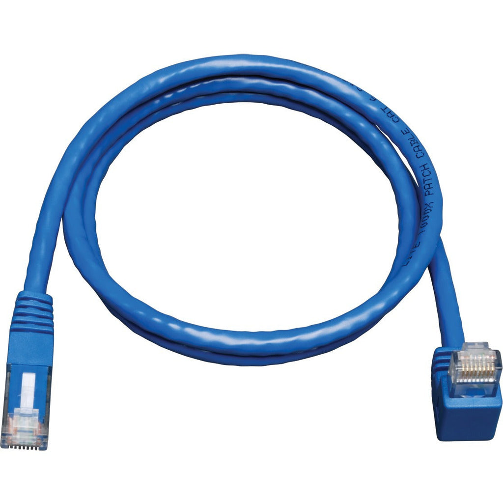 Tripp Lite 3ft Cat6 Gigabit Molded Patch Cable RJ45 Right Angle Down to Straight M/M Blue 3' - Category 6 for Network Device - 3ft - 1 x RJ-45 Male Network - 1 x RJ-45 Male Network - Blue - N204-003-BL-DN - eCommerce Business Prime